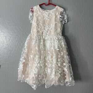 Princess Daliana Anthropologie Lindi Lace Piping Crew-Neck Flower Girl Dress, 8